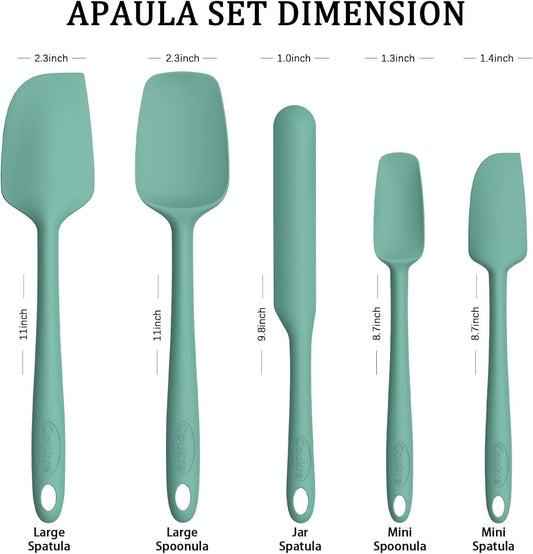 Coukre Silicone Spatula Set of 5,High Temperature Resistant, Food Grade Silicone, Dishwasher Safe, for Baking, Cooking (Pure Colorful A)