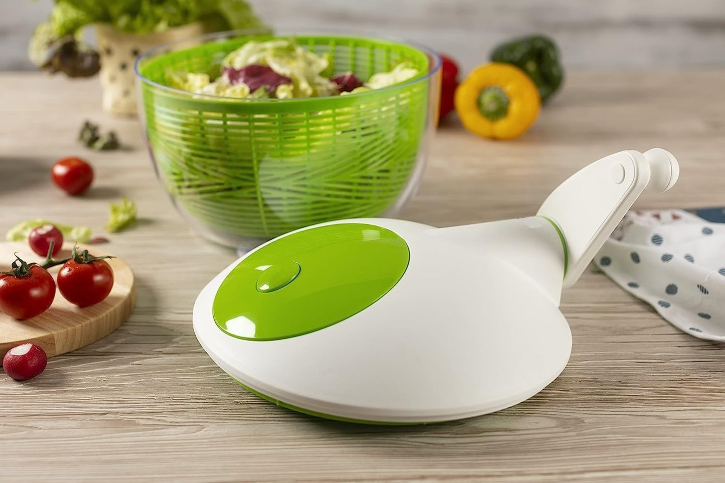 IBILI Small Salad Spinner for Fruit and Vegetables - 1.7-Quart Spinner for Washing and Drying, Compact Design with Brake Button for Quick Stop, Super-Fast Operation, Dishwasher Safe, Made in Spain
