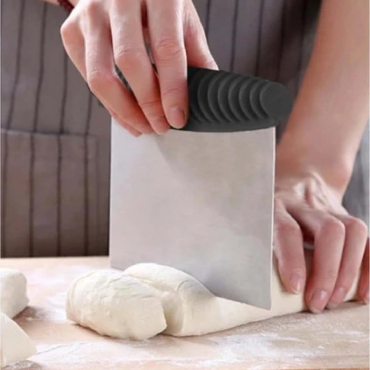 Heavy Duty Stainless Steel Dough Scraper & Bench Scraper | Multi-Purpose Metal Spatula for Baking, Bread & Pastry Cutting with Measuring Scale, Random Color Handle