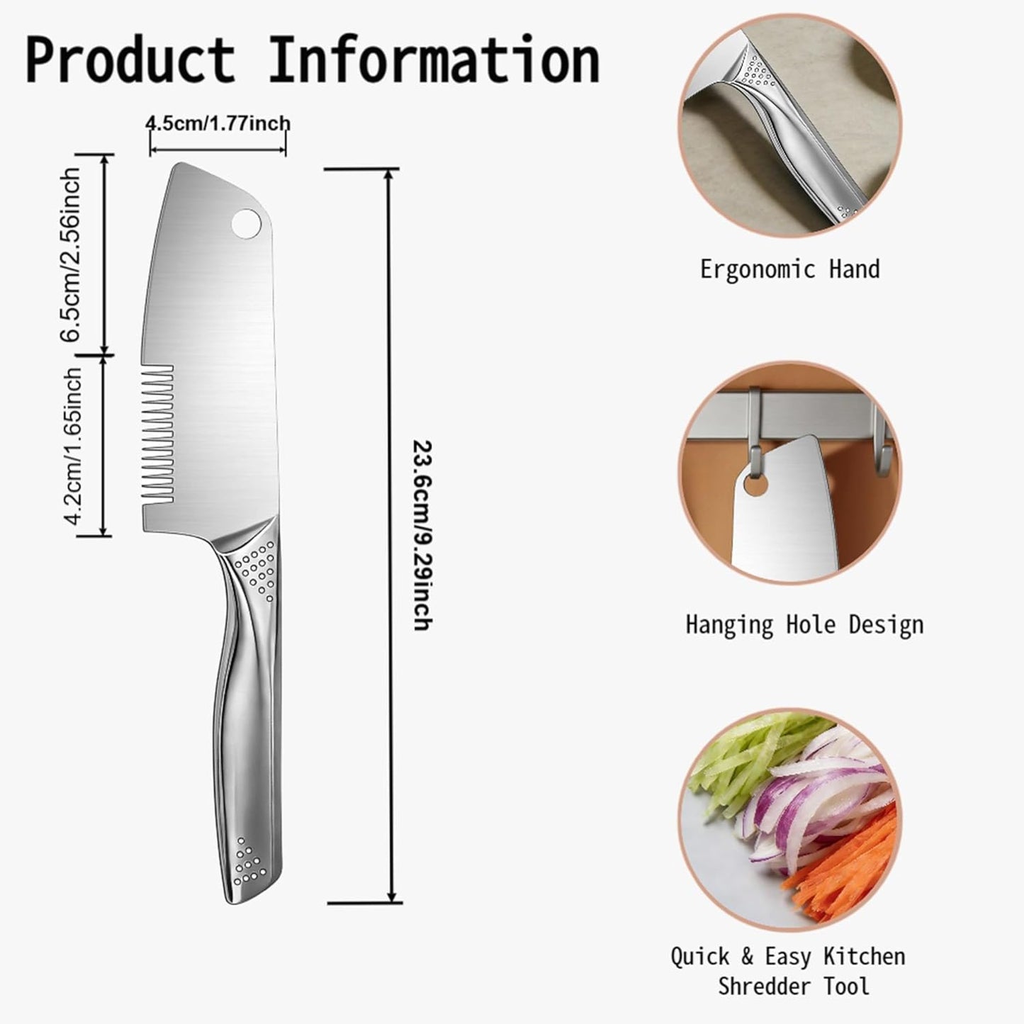 Stainless Steel Multi-Purpose Julienne Peeler, 2-in-1 Vegetable Julienne Slicer Blade, Quick & Easy Kitchen Multifunctional Shredder Cutter Tool for Fruit, Potatoes, Carrot, Green Onion (Small)
