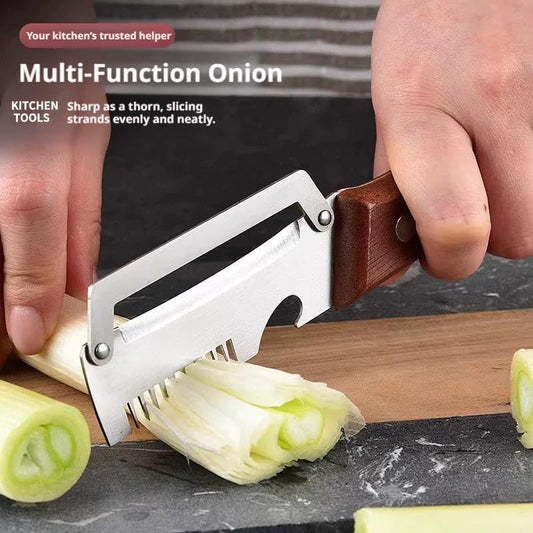 2PCS 3-in-1 Multifunctional Vegetable Peeler, Multifunctional Stainless Steel Peeler, Wooden Peeler, with Bottle Opener & Green Onion Comb Teeth, Kitchen Peeling Tool 