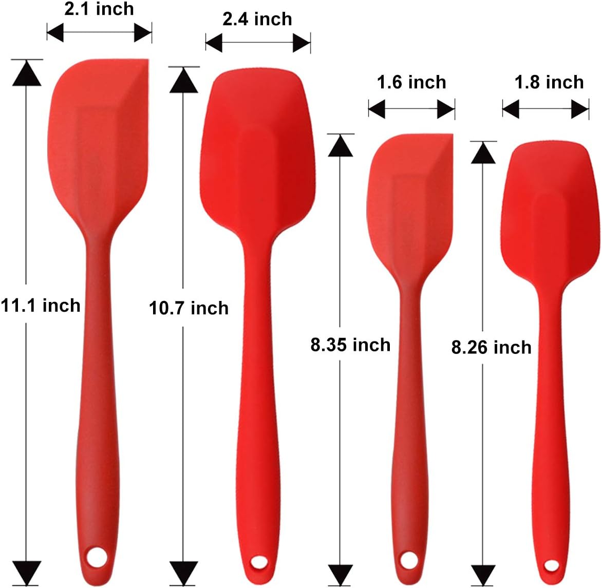 Silicone Spatulas Set of 6, Rubber Spoon Spatula Heat Resistant Spoonula One Piece Design Seamless Spatula Non-Stick Scrapers Baking Mixing Tool (Black)