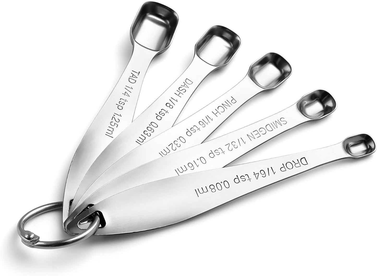 Spring Chef Stainless Steel Measuring Spoons Set of 7 with Leveler, Rectangular Metal Teaspoon & Tablespoon Measuring Spoons for Dry & Liquid Ingredients - Nesting Kitchen Gadgets For Baking & Cooking