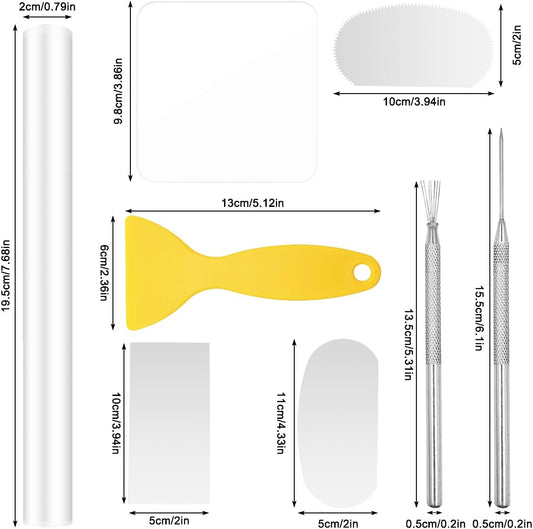 8Pcs Polymer Clay Cutter Tools, Acrylic Roller Clay Rolling Pin, Clear Rectangle Shape Sheet Backing Board, Slicer Shaping Knife, Wire Texture, Detail Needle,Scraper, Modeling Carving Jewelry Supplies