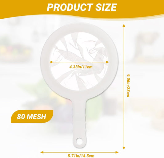 Ultra Fine Mesh Strainer with Handle, 120 Mesh, Plastic Strainer for Juicing, Small Colander for Kitchen, Nylon Fine Sieve for Nut Milk, Yogurt, Juice, Coffee, Honey, Food, Tea Leaf Filter