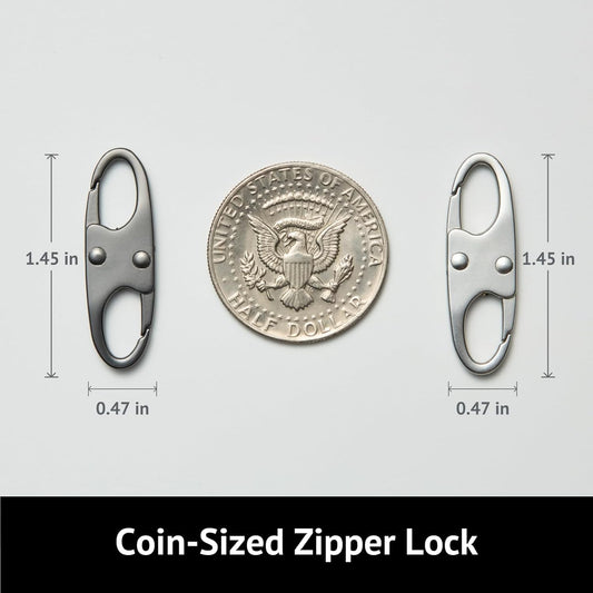 zelin Anti Theft Zipper Clips Double Opening Small Carabiner Clips, 4Pcs Elegant Zinc Alloy Zipper Pull Replacement for Travel, Commuting and Camping (Space Grey)