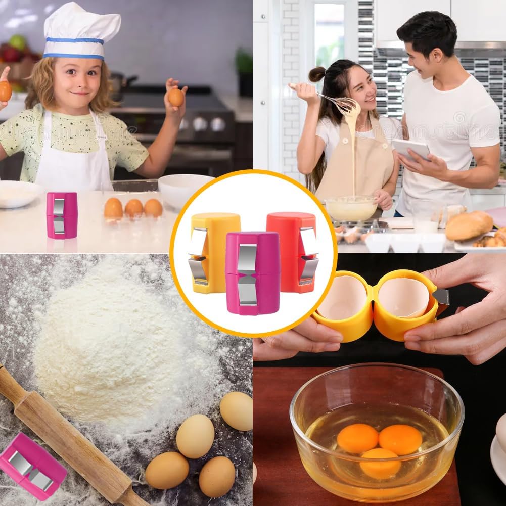 3pcs Egg Shell Opener for Hard Boiled Eggs Stainless Steel Egg Peeler Tool Easy Egg Cracker Tool for Raw Eggs, Egg Slicer for Raw Eggs Kitchen Gadgets for Baking