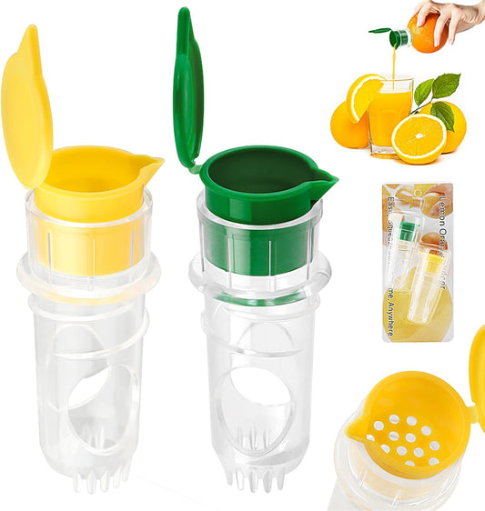 Lemon Squeezer, 2-Pack New Screw-Top Lemon Squeezer,Manual Lemons Juicer with Built-In Filter, Compact Juice Extractor Citrus Press with Lid – Squeeze Lime for Cocktails, Drinks