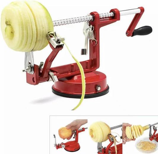 Apple Peeler Corer Slicer, Red, Manual Hand Crank, Suction Base, Plus Apple Corer Included Kitchen Tool