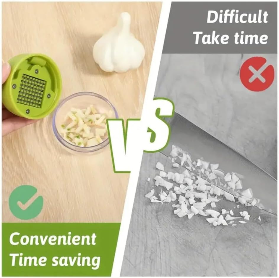Garlic Press Stainless Steel Manual Mincer Slicer Grater Compact Garlic Chopper Kitchen Gadget for Home Restaurant