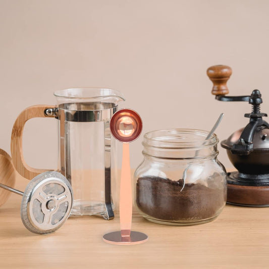2-in-1 Coffee Scoops, 304 Stainless Steel Tablespoon Measure Spoon, with Pressed Bottom for Coffee Bean Press Coffee Grinding Pressing(Silver15 ml)