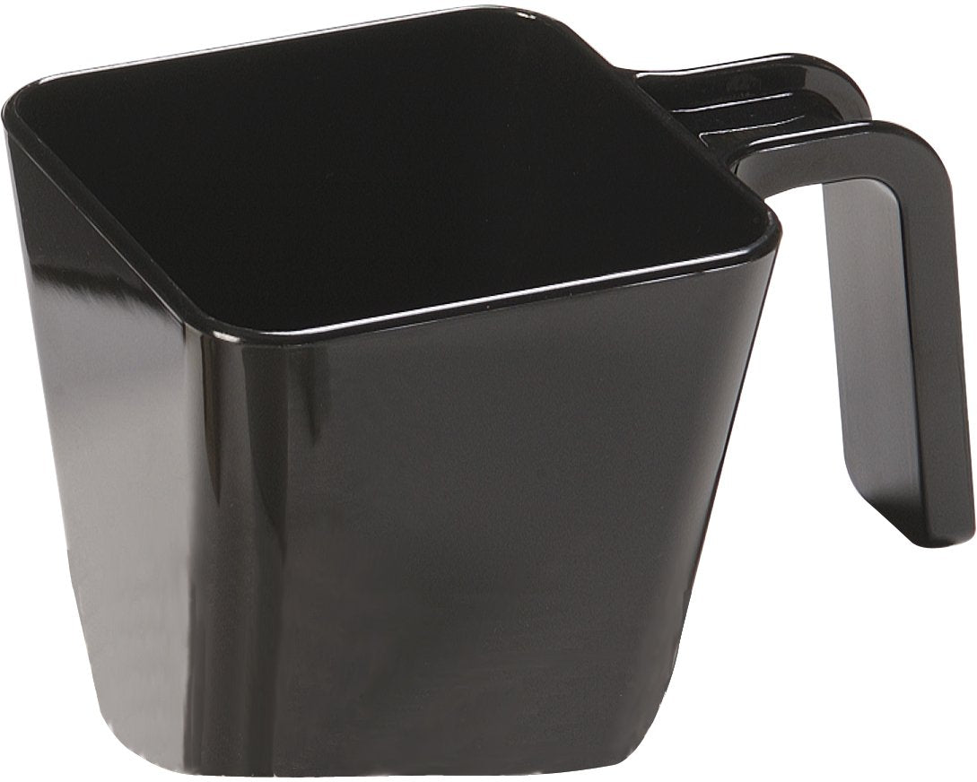 Carlisle FoodService Products 20 Oz Portion Cup – Polycarbonate Food Scoop – U Shaped Handle – Flat Side Design, Bulk Ingredient Measuring Cup for Commercial Kitchens, Black, (Pack of 6)