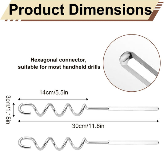 Meat Grinder & Egg Beater Drill Attachment, 304 Stainless Steel Mixer Tool for Standard Electric Drills for Ground Meat Patties Dough Cream & Batters (Silver)