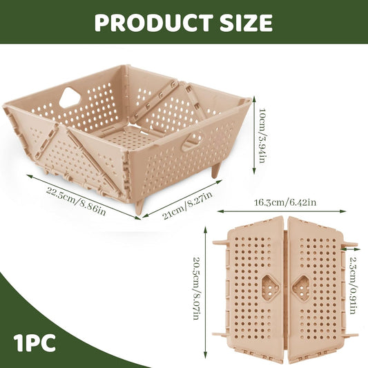 Plastic Collapsible Strainers and Colanders, Foldable Food Strainer for Kitchen, Space-Saving Folding Drain Basket Bowl for Pasta Fruit Vegetables Drainage Storage Dishwasher (Apricot)