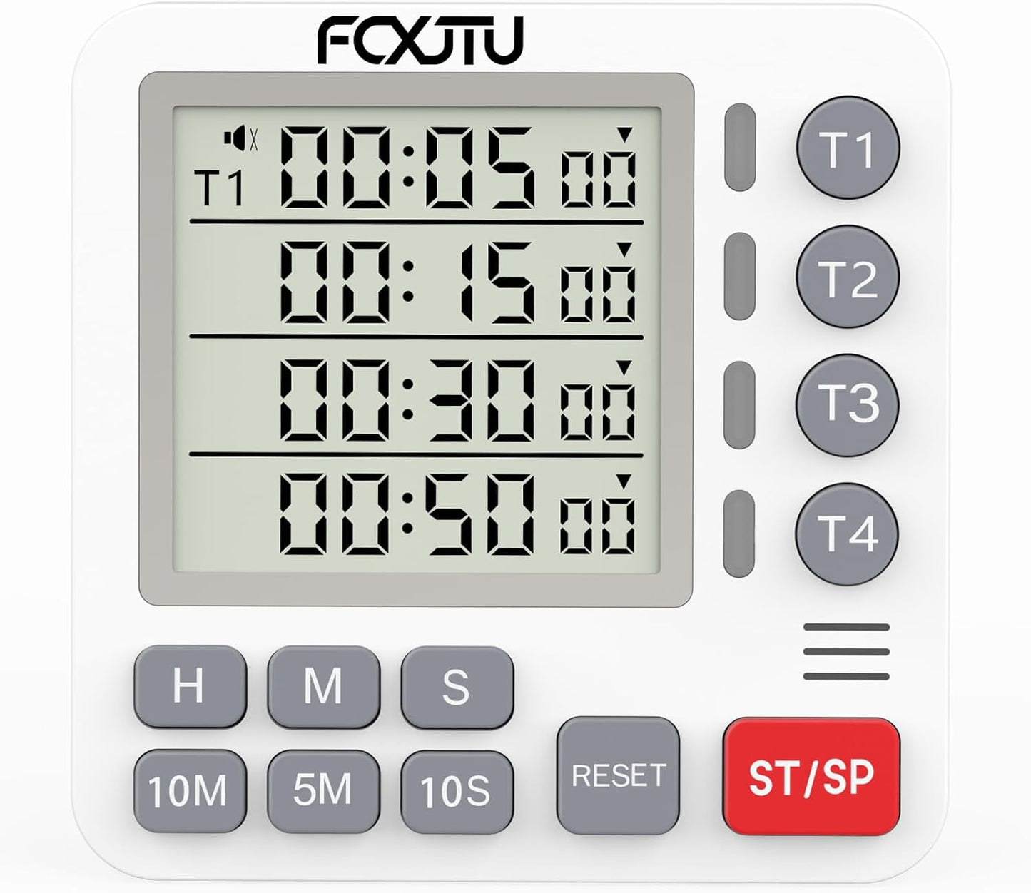 Digital Dual Kitchen Timer, 4-Channel Magnetic Countdown Timer for Cooking, On/Off, Large Display Multi Food Loud Alarm Silent for Classroom Seniors Battery Included (Black)