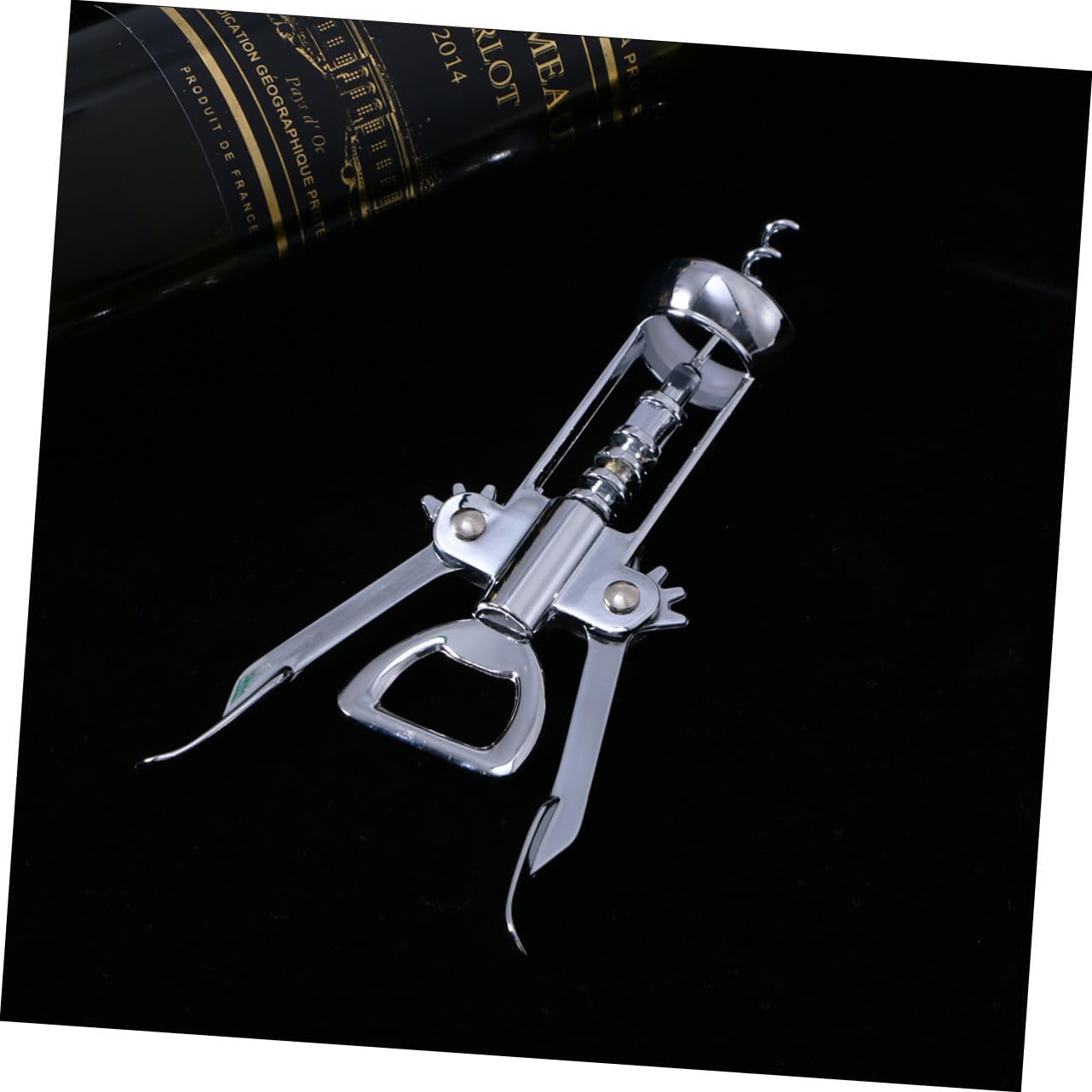 Silver Plated Wing Corkscrew Wine Bottle Opener Alloy Manual Cork Remover for Home Bar and Restaurant Use