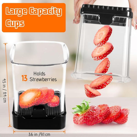 Fruit Slicer Cup Detachable Fruit and Vegetable Slicer with Push Plate Strawberry Banana Grape Cutter Egg Slicer for Hard Boiled Eggs Rapid & Safe Slicing Kitchen Gadgets for Easy Food Prep