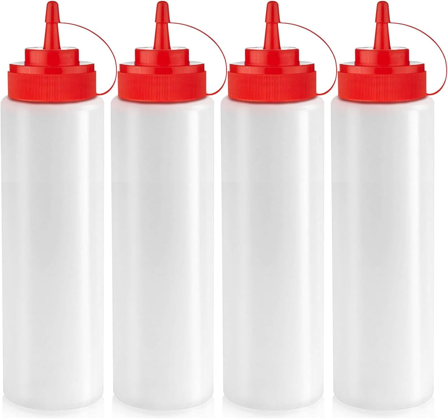 Norcalway 12 oz Condiment Squeeze Bottles for Sauces - Leak Proof Oil, Syrup, Dressing Squirt Bottles - 3 Pack