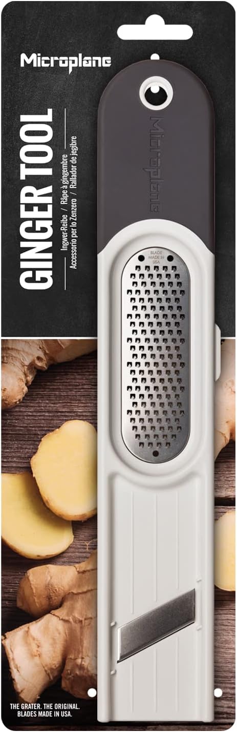 Microplane 3-in-1 Ginger Grater Tool - Black and Grey