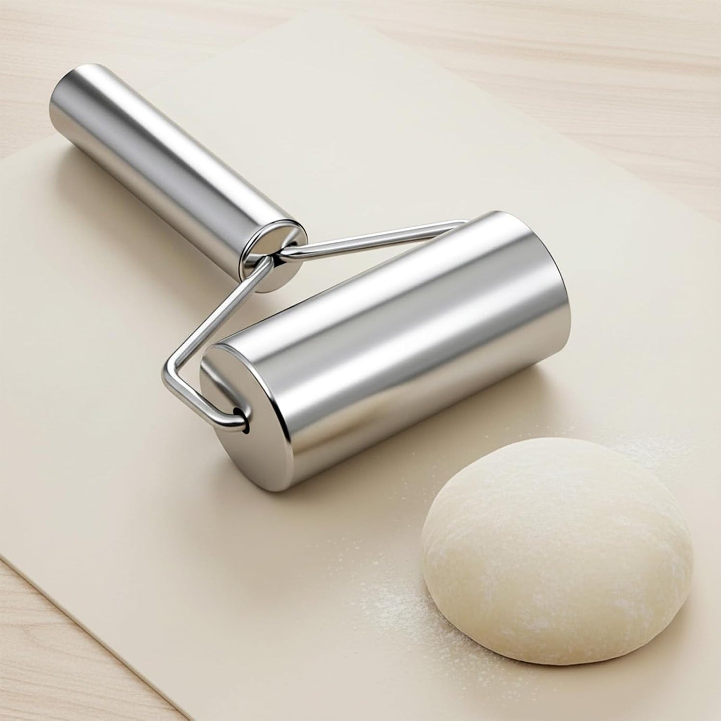 Pastry Pizza Roller, Small Rolling Pin Stainless Steel Non Stick Smooth Ergonomic Bakery Tool Rolling Pin Metal Kitchen Utensils for Baking Dough, Pizza, Pie, Pastries, Pasta, Cookies