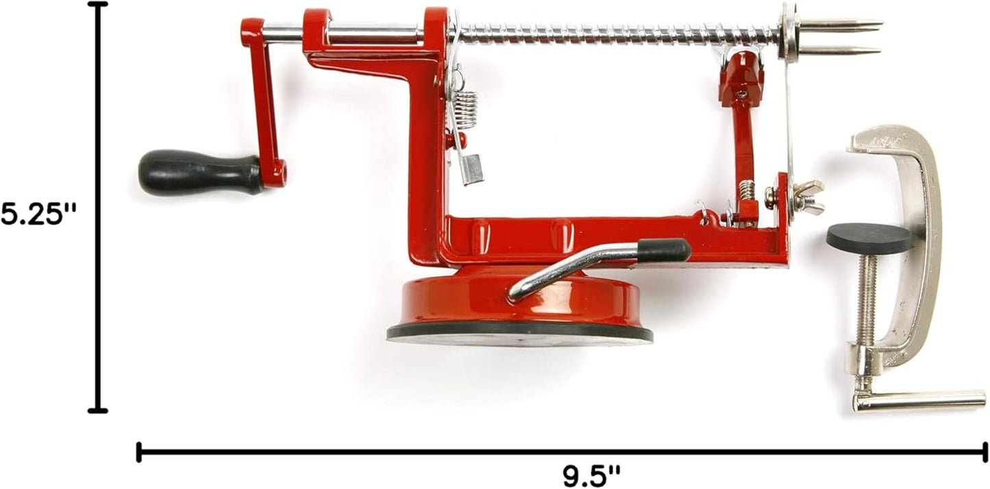 Norpro Apple Master-Apple, Potato, Parer, Slicer & Corer with Vacuum Base & Clamp,Red