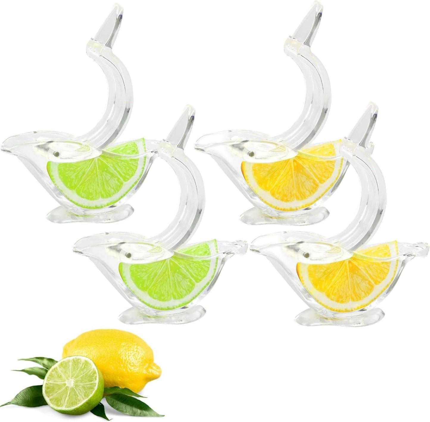 2Pcs Manual Lemon Juicer, Acrylic Manual Lemon Slice Squeezer, Portable Transparent Fruit Juicer, Elegance Bird Shape, Hand Juicer for Orange Lime Pomegranate