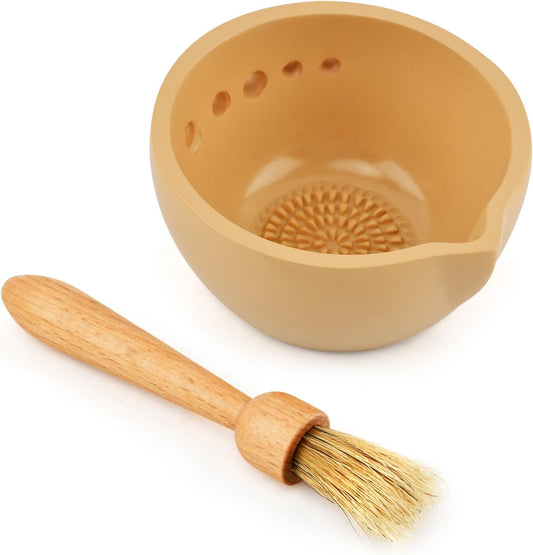 Pottery Herb Stripper Bowl with Multiple Size Holes - Kitchen Tool for Separating Herb Leaves from Stems & Root Removal(Size:2.76inch)