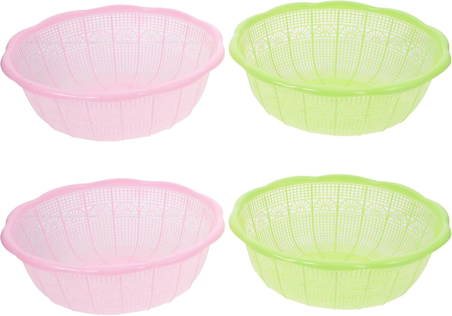 Amosfun 4-Pack 9" Plastic Rice Colander Set – Multipurpose Wash & Drain Bowl for Rice, Pasta, Produce – Space-Saving Kitchen Tool for Small Counters, RV & Dorm