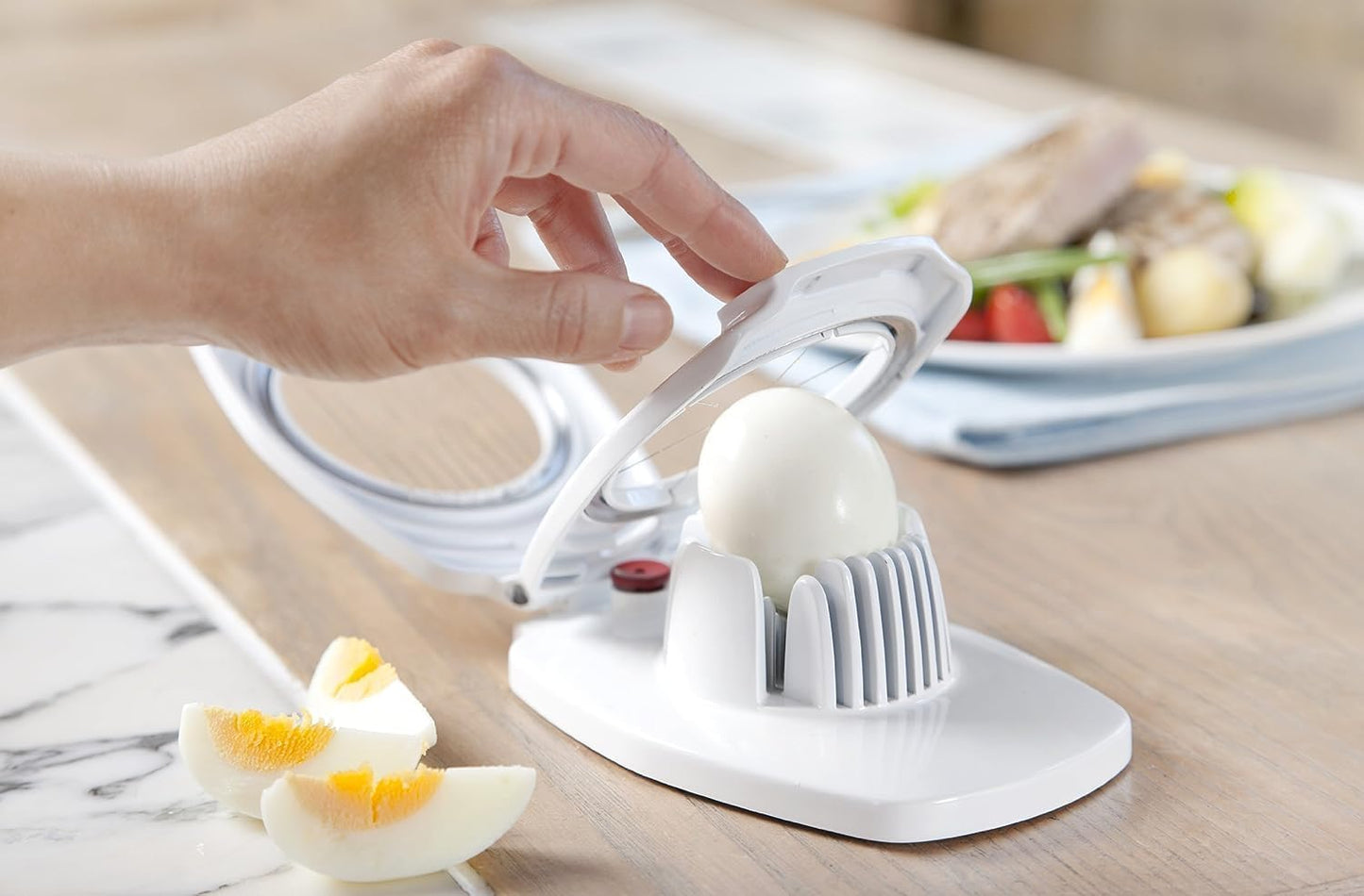 ZYLISS Egg Slicer - Non Slip, Egg Cutter and Wedger with Built in Shell Piercer
