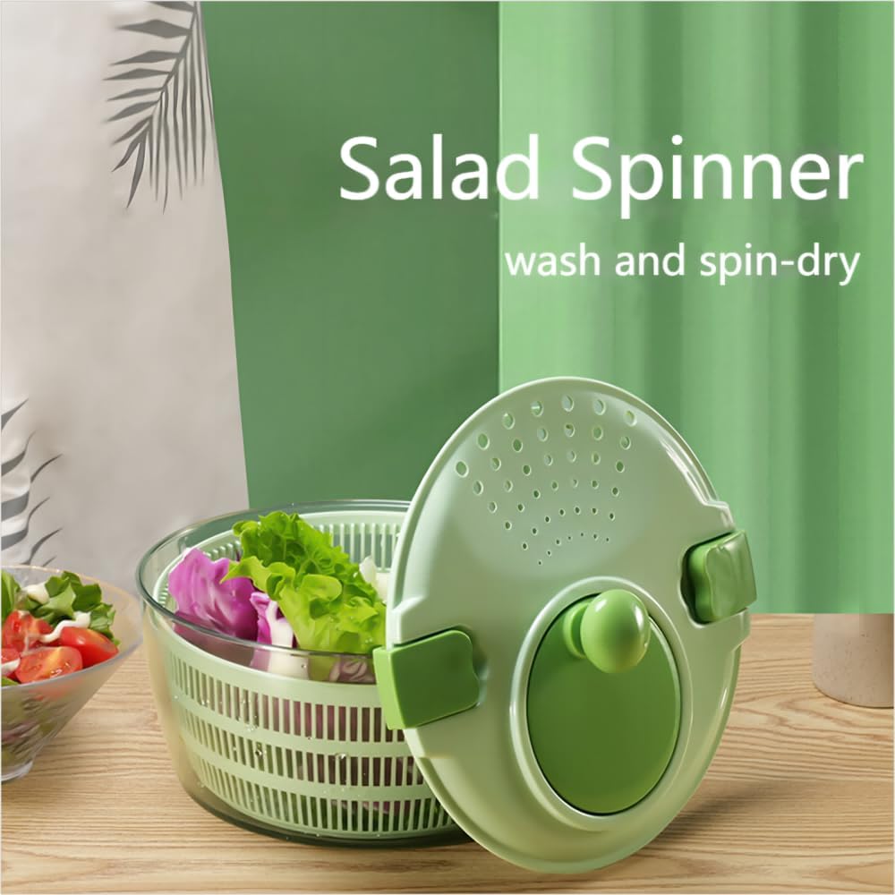 Salad Spinner-wash,Spin & Dry Salad Greens,Fruit & Vegetable wash,4.2qt.(green)…