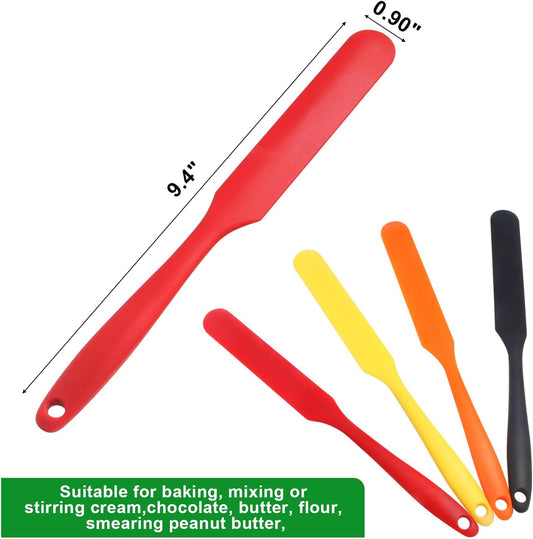4 Pcs Silicone Jar Spatula, Non-Stick Heat Resistant Cake Cream Spatulas Set, 9.8 inch Cake Cream Butter Spatulas(4 colors)
