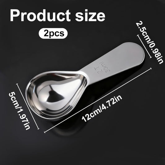 2 Pieces Coffee Scoop 2 Tablespoon Stainless Steel Measuring Spoons 30ml Metal Measuring Scooper Heavy Duty Short Handle Scooper for Canisters Coffee Beans Tea Sugar Flavourings