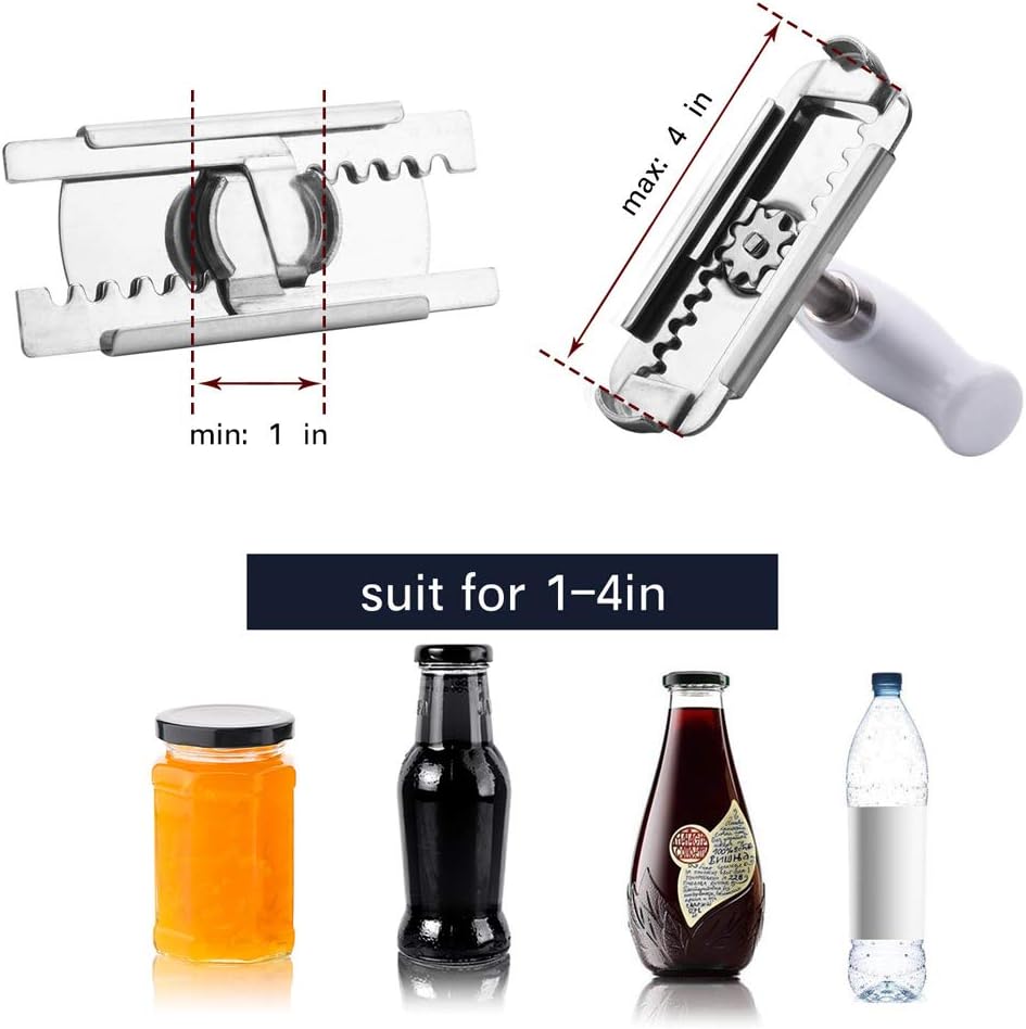 Jar Opener Stainless Steel Adjustable Tool for 1-4 inches Bottle Can Lids, Fit Seniors, Arthritis, Women, Chilren, Weak Hands