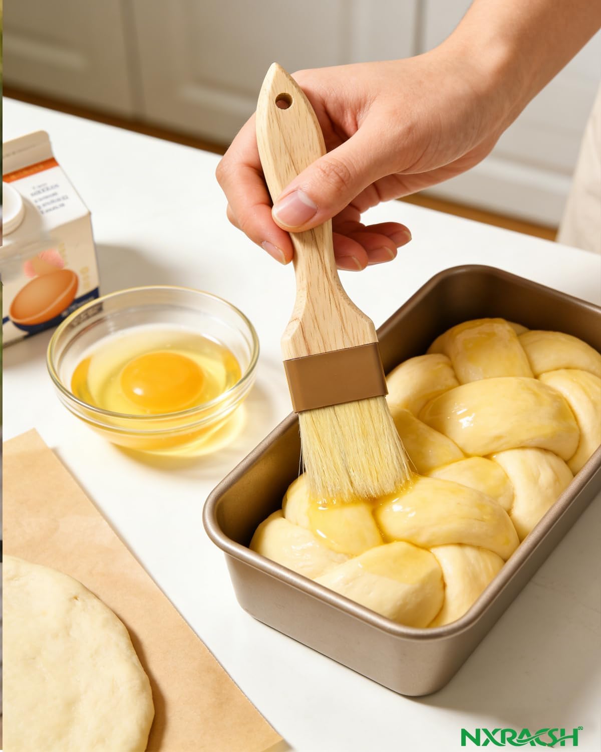Pastry Basting Brush - Food Grade, No Shedding Natural Bristle, Heat Resistant Wooden Handle, Durable Kitchen Tool for Baking, Cooking, Butter, Egg Wash, Glazing, Oil, Sauce (1" & 1.5")