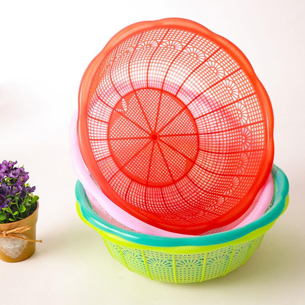 MAGICLULU 10-Pack Plastic Drain Basket 9.05-Inch Multi-Functional Kitchen Colander for Rice Washing and Vegetable Straining with Comfortable Grip