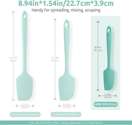 U-Taste Small Mini Silicone Spatula: 9×2inch 600ºF Heat-Resistant Food-Grade Jar Scraper for Kitchen Use, Non-Stick Seamless Flexible Baking Utensil for Mixing, Scraping Jam in Bowl or Cup (Purple)
