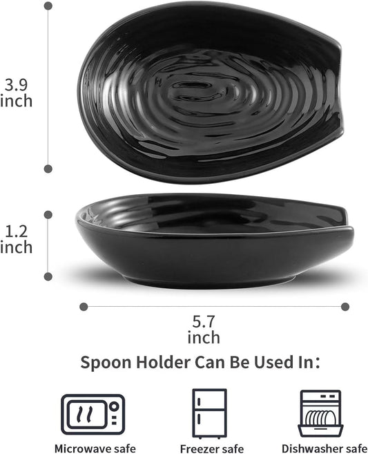 Hasense Spoon Rest for Stove Top - Blue Swirl Pattern Spoon Holder for Stove, Heat-Resistant Spoon Rest for Kitchen Counter, Ceramic Cooking Utensil Rest Ladle Holder for Spatula or Tong, 5.7 Inch