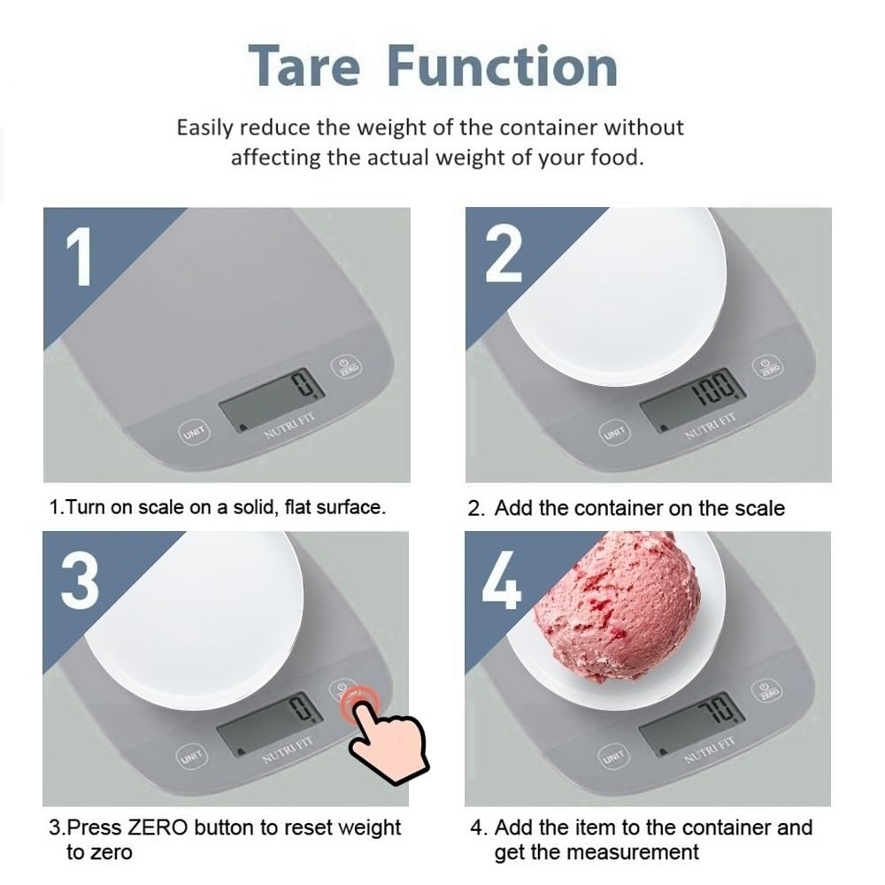 NUTRI FIT Food Scale for Kitchen Scales Digital Weight Grams and Ounces, Baking Scale Accurate for Weight Loss, Cooking, Coffee, Keto Diet, Meal Prep, 0.1oz Ultra Slim Smart Tare Black
