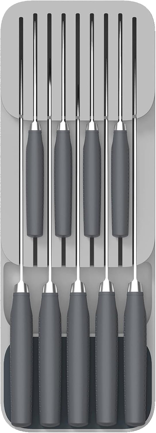 Joseph Joseph DrawerStore Knife Organizer, holds up to 9 knives, Kitchen Organization & Drawer Storage – Compact, Gray