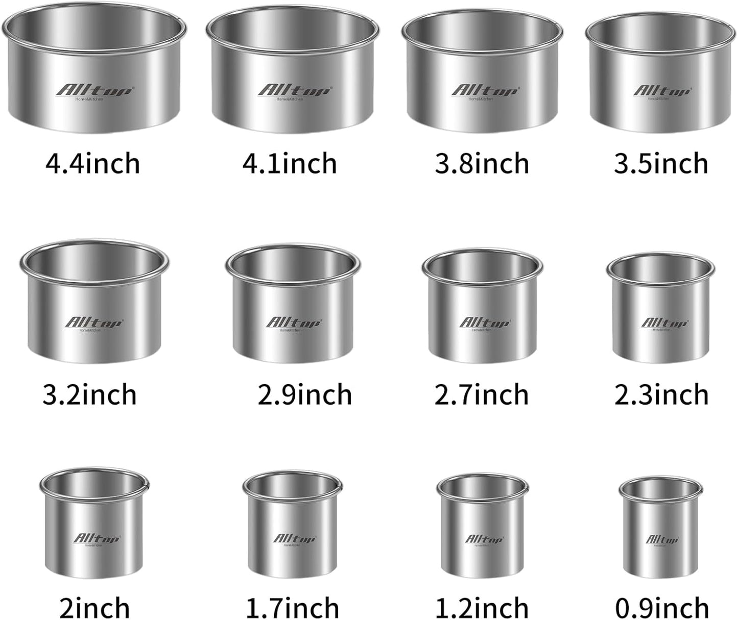 ALLTOP Circle Biscuit Cutter Set –Stainless Steel Baking Supplies for Effortless Round Cookie Shaping, Pastry & Fondant Tool Creation–Precise Cut Kitchen Utensil for Sandwich, Scone, Donut -3PC Round
