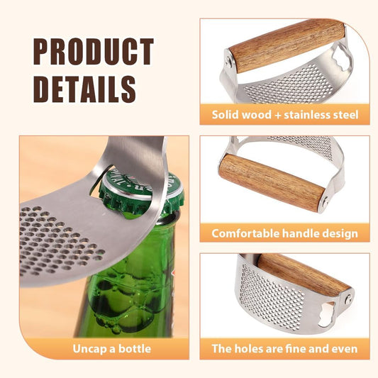 Stainless Steel Garlic Presser, 2025 Upgraded Rocker Professional Garlic Press, Ergonomic Garlic Crusher for Home Kitchen Use, Heavy Duty Mincer Tool Garlic Chopper Garlic Presser Mincer (1)