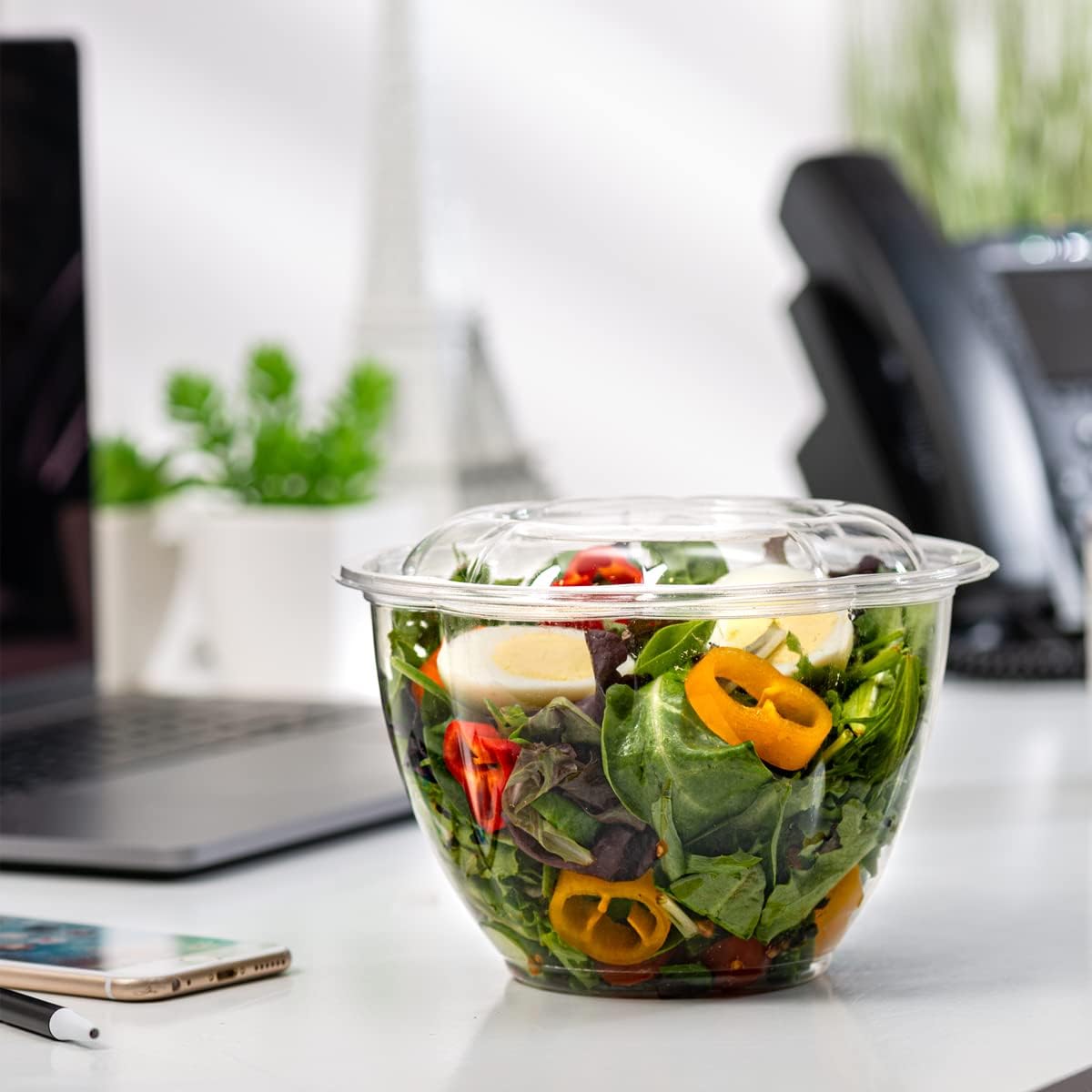 GUSTO [18 oz. - 50 Count Clear Plastic Salad Bowls with Lids, Disposable Salad Containers - Perfect for Takeout, Salads, and Meal Prep (Formerly Comfy Package)