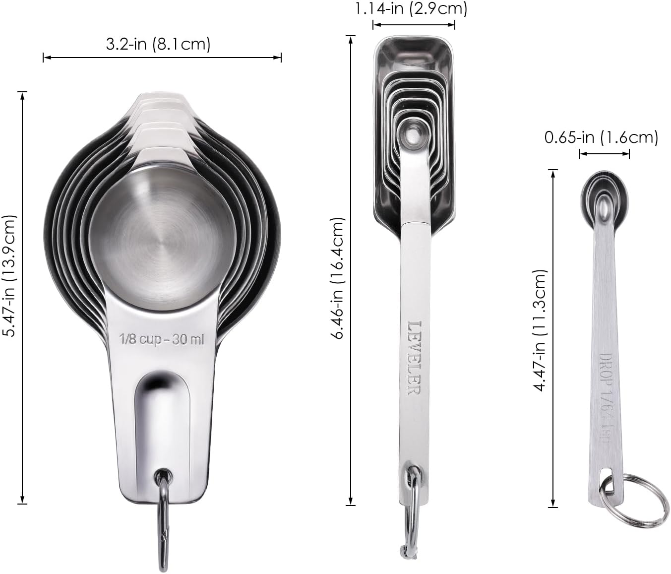 20PCS Measuring Cups and Spoons Set, Stainless Steel Stackable Nesting Measuring Set with Leveler for Baking, Cooking, Dry & Liquid Ingredients