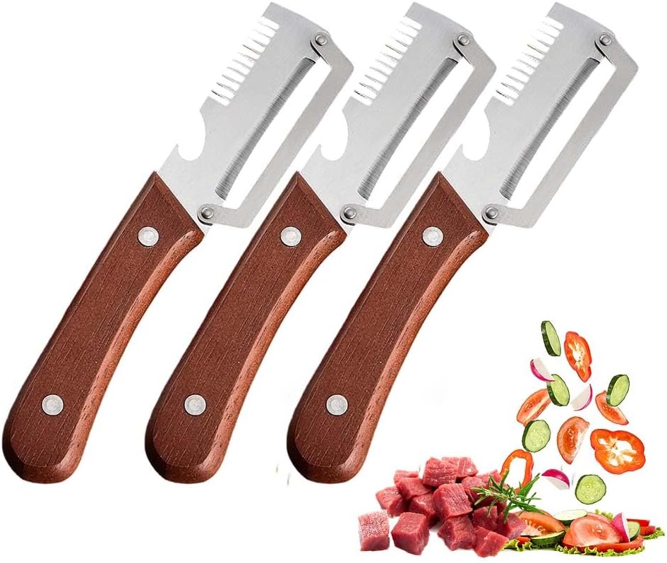 Premium Vegetable Peeler, Multi-Functional Vegetable Peeler with Wooden Handle and Bottle Opener, Kitchen Gadgets Tool for Fruit Pumpkin Peeling Carrot Potato Veggie Peeler (2PCS)