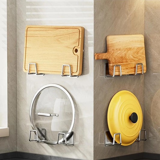 4Pcs Adhesive Sponge Holders for Kitchen Sink, Stainless Steel, Wall Mounted Storage Organizer (4)