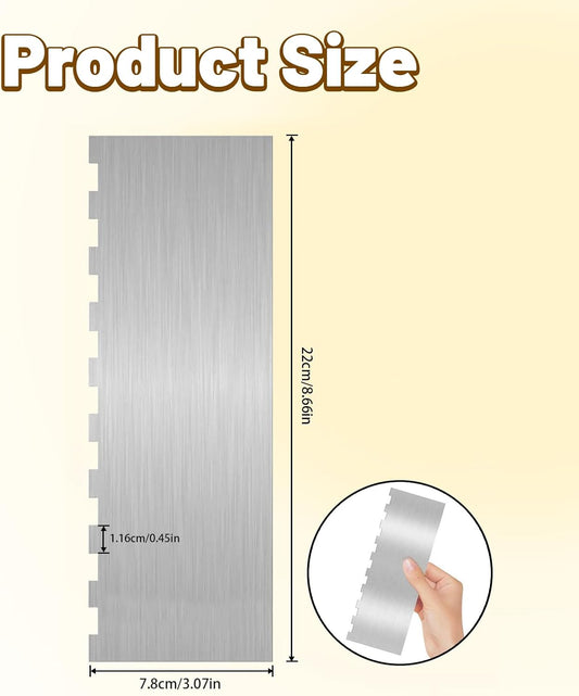2 Pieces 8.7 Inche Stainless Steel Cake Scraper Double Sided Patterned Edge Stripe Edge Smoother Frosting Scraper Cake Decorating Cake Decorating Comb Cake Scraper For Butter Cream Mousse(2, 2)