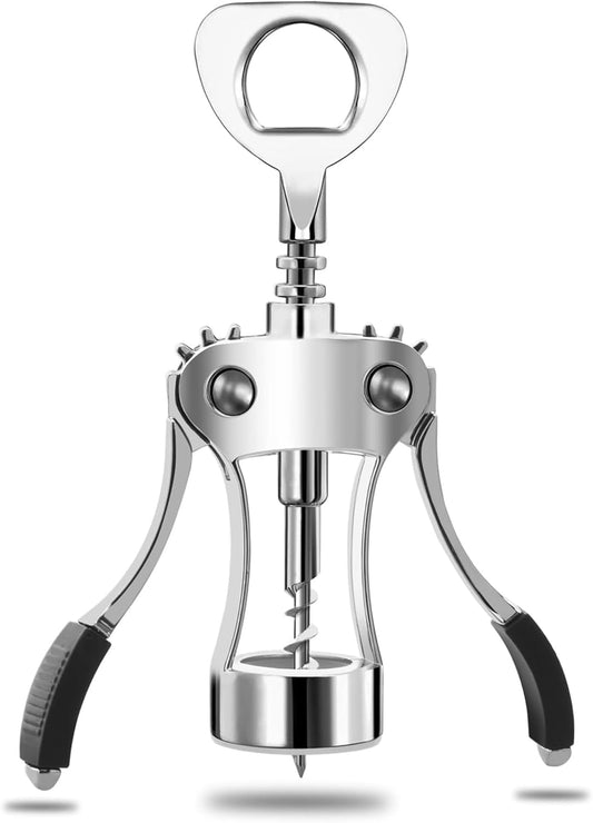 Wine Opener Zinc Alloy Premium Wing Corkscrew Multifunction Bottle Opener Ergonomic Non Slip Wing Handle Sharp Spiral Upgraded European Style