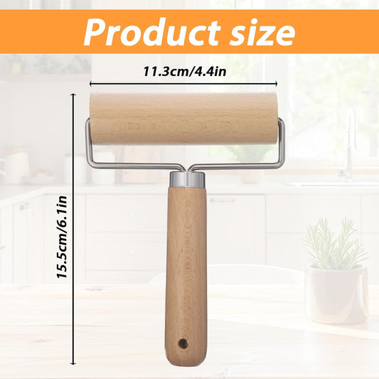 Jeffdad Small Rolling Pin, Wooden Dough Roller with Handle Pizza Roller Non-Stick Mini Dough Rolling Pin for Home Kitchen Baking Cooking