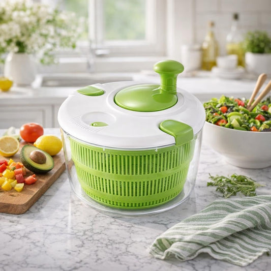 Salad Spinner Large Capacity Vegetable Washer & Lettuce Dryer Bowl, Easy Manual Spin Vegetable Dryer for Fruits, Produce & Greens, BPA Free Kitchen Salad Spinner
