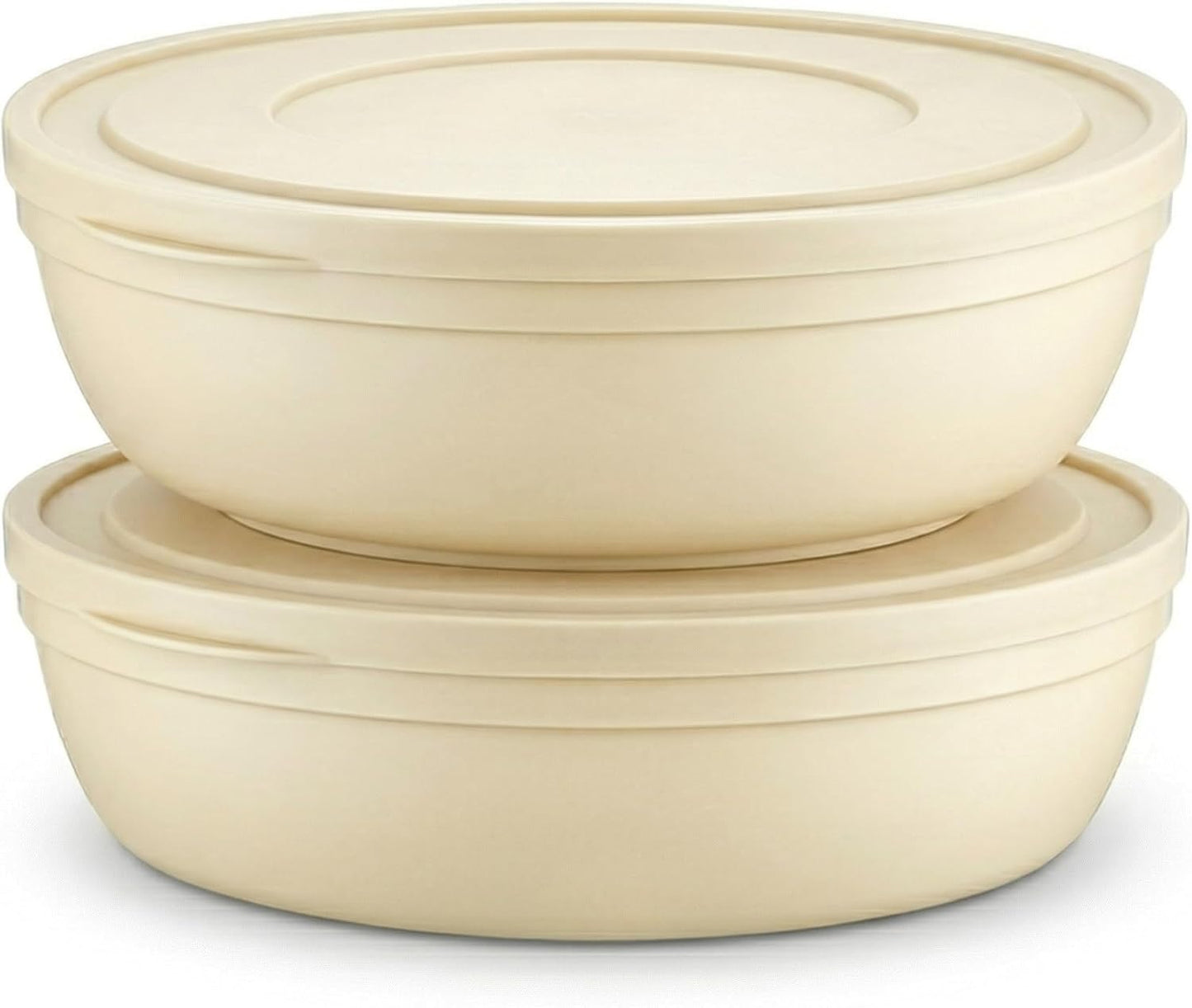 Tribello Large Salad and Serving Mixing Bowls with Lid, Round Plastic Bowl - (6 Quarts)